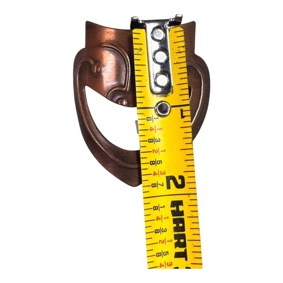 1950s Signed Rebajes Modernist Copper Comedy Mask Brooch MCM Drama Face Theatre - Picture 4 of 5